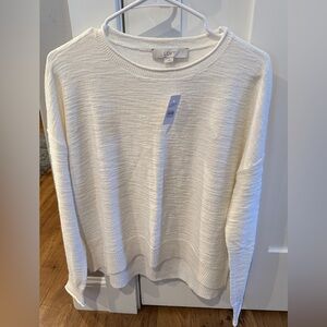 LOFT lightweight white crew neck sweater